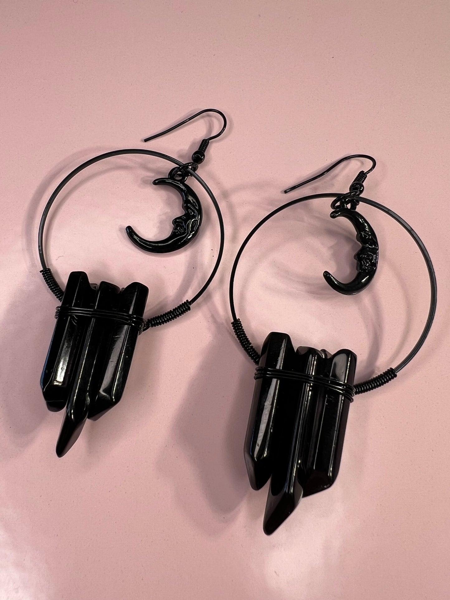 Mystic Moon Obsidian Earring