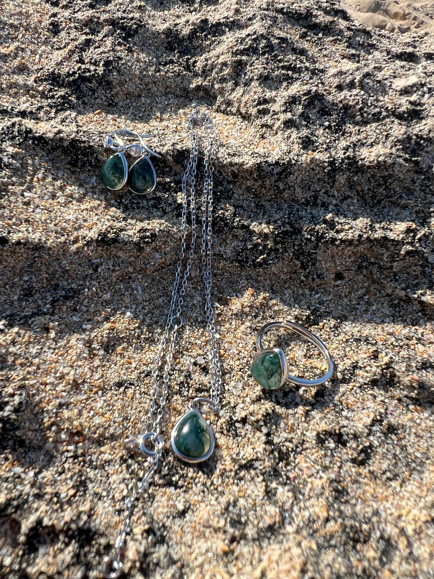 Healing Moss Agate S925 Sterling Silver Set