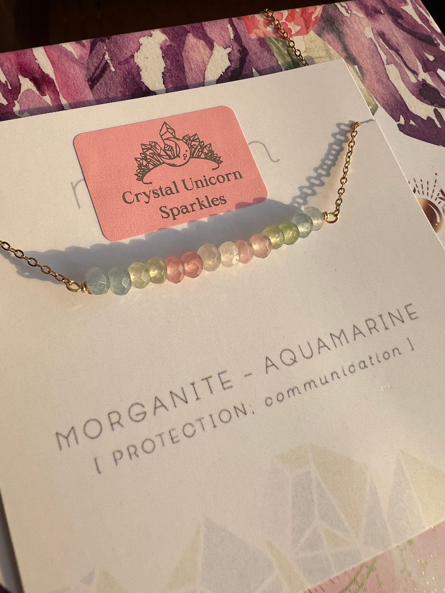 Mystic Mermaid Morganite Aquamarine Necklace