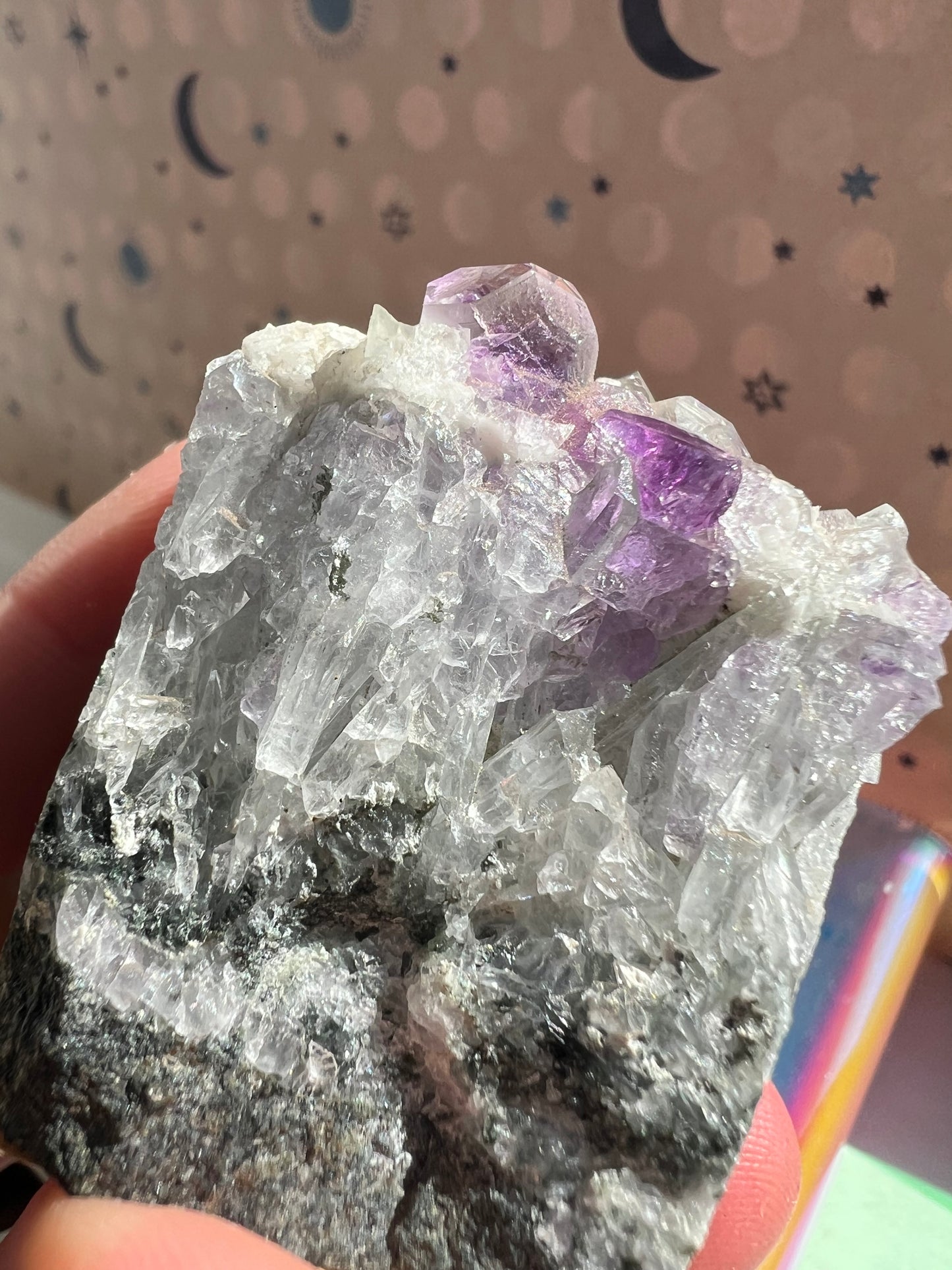 Dodecahedron Fluorite on Quartz