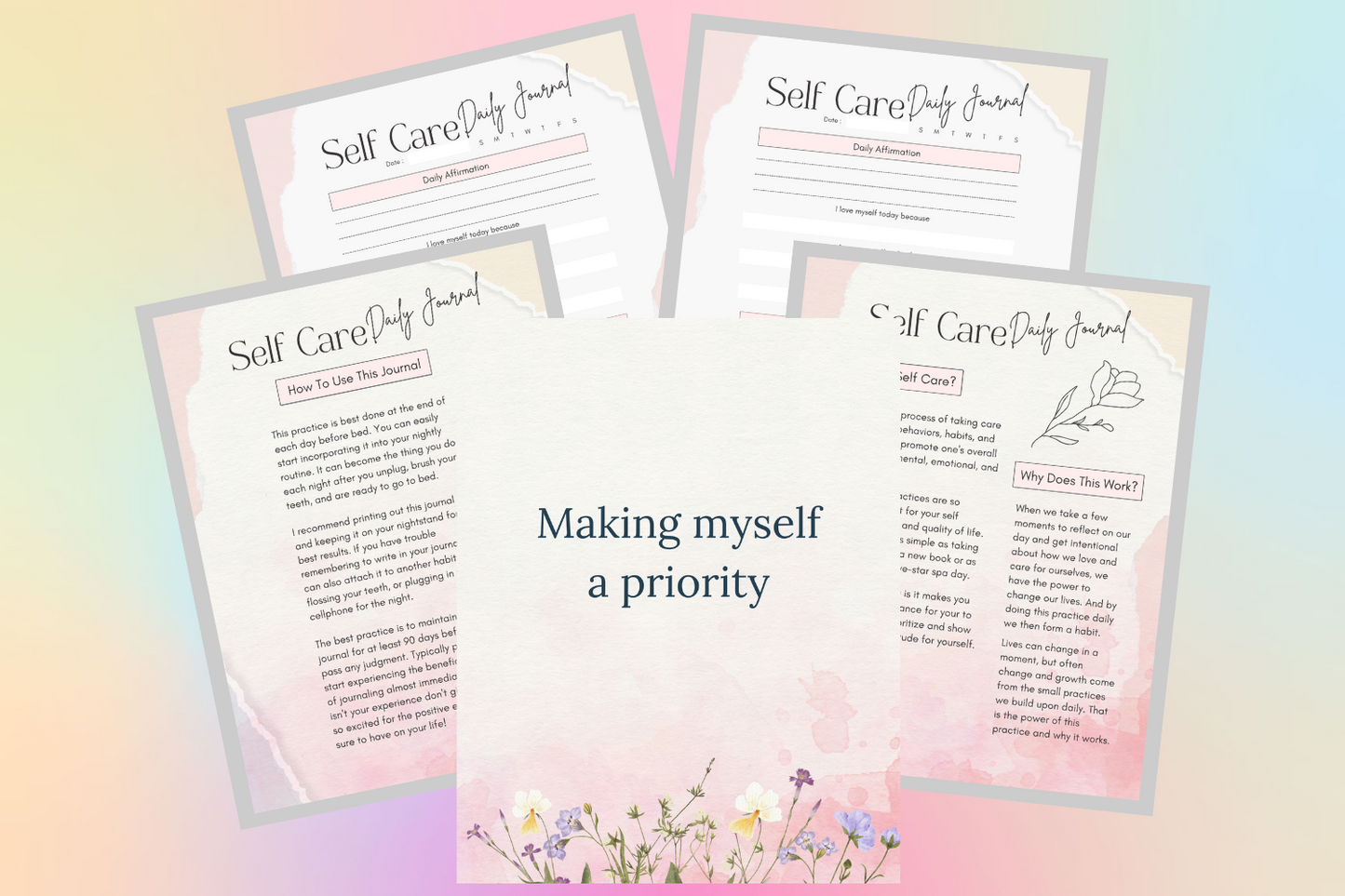 Self Care Daily Journal Digital Printable