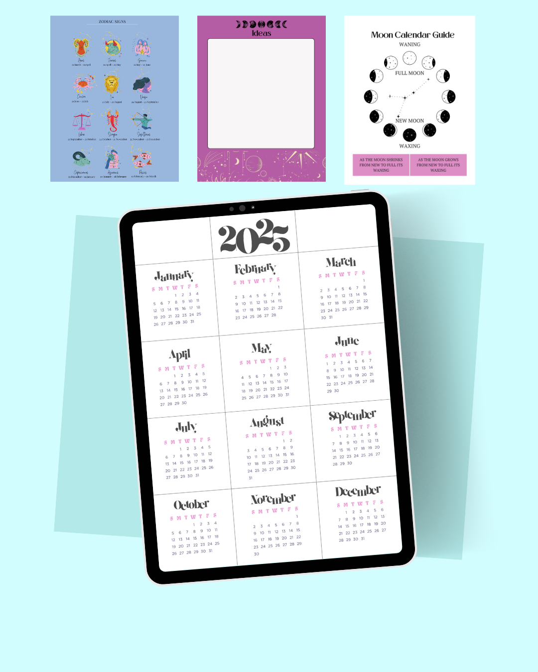 2025 Moon Astrology Planner Digital Printable