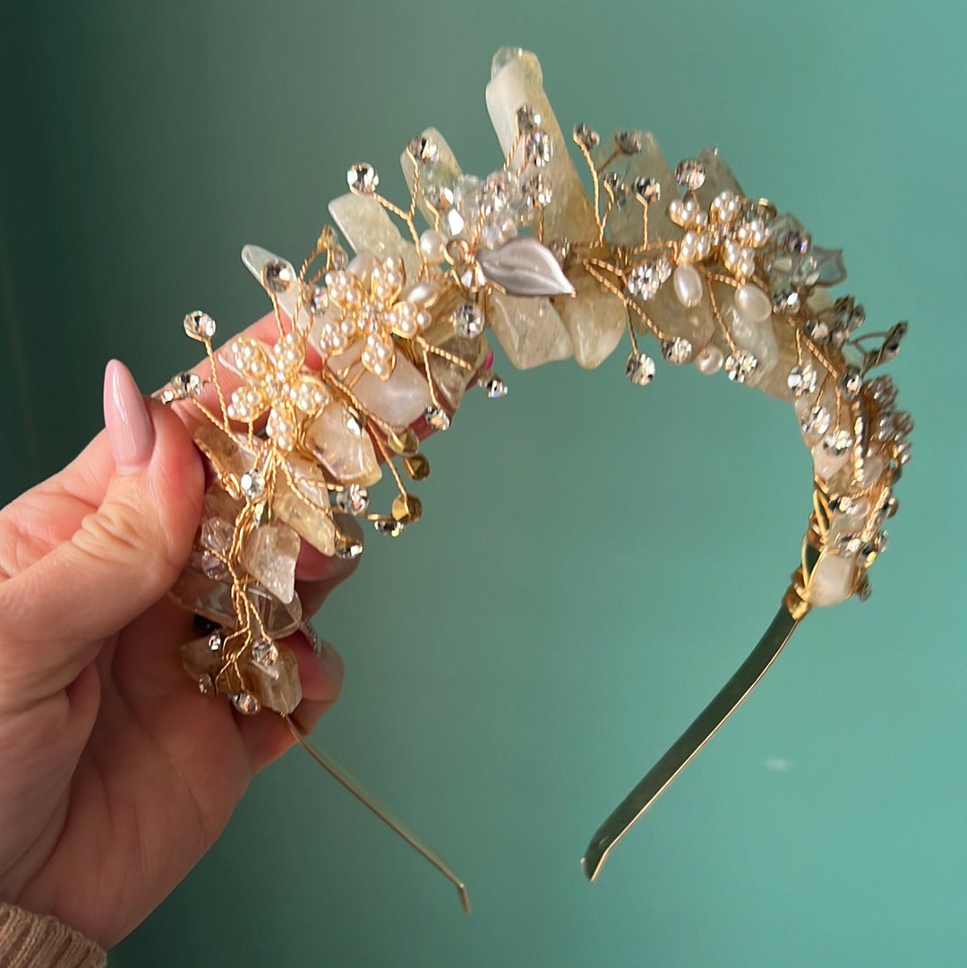 Pearl Floral Crystal Crown