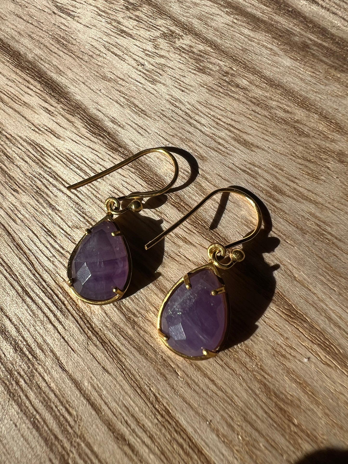 Ethereal Elegance: 18K Gold Teardrop Gemstone Earrings