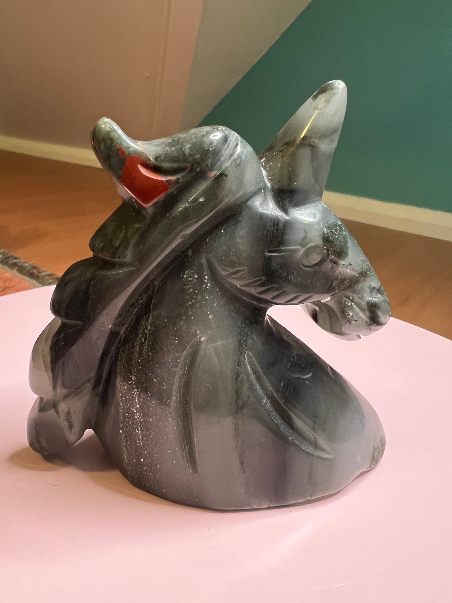 Bloodstone Unicorn Carving