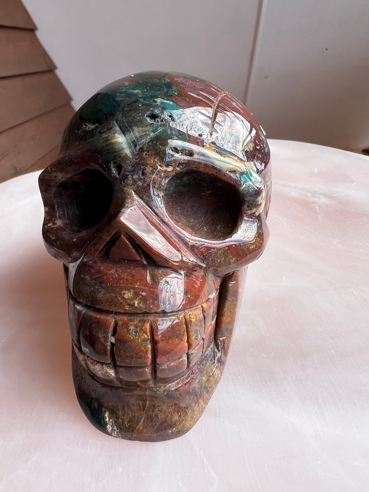 Ocean Jasper Skull – Emotional Healing & Calm Energy