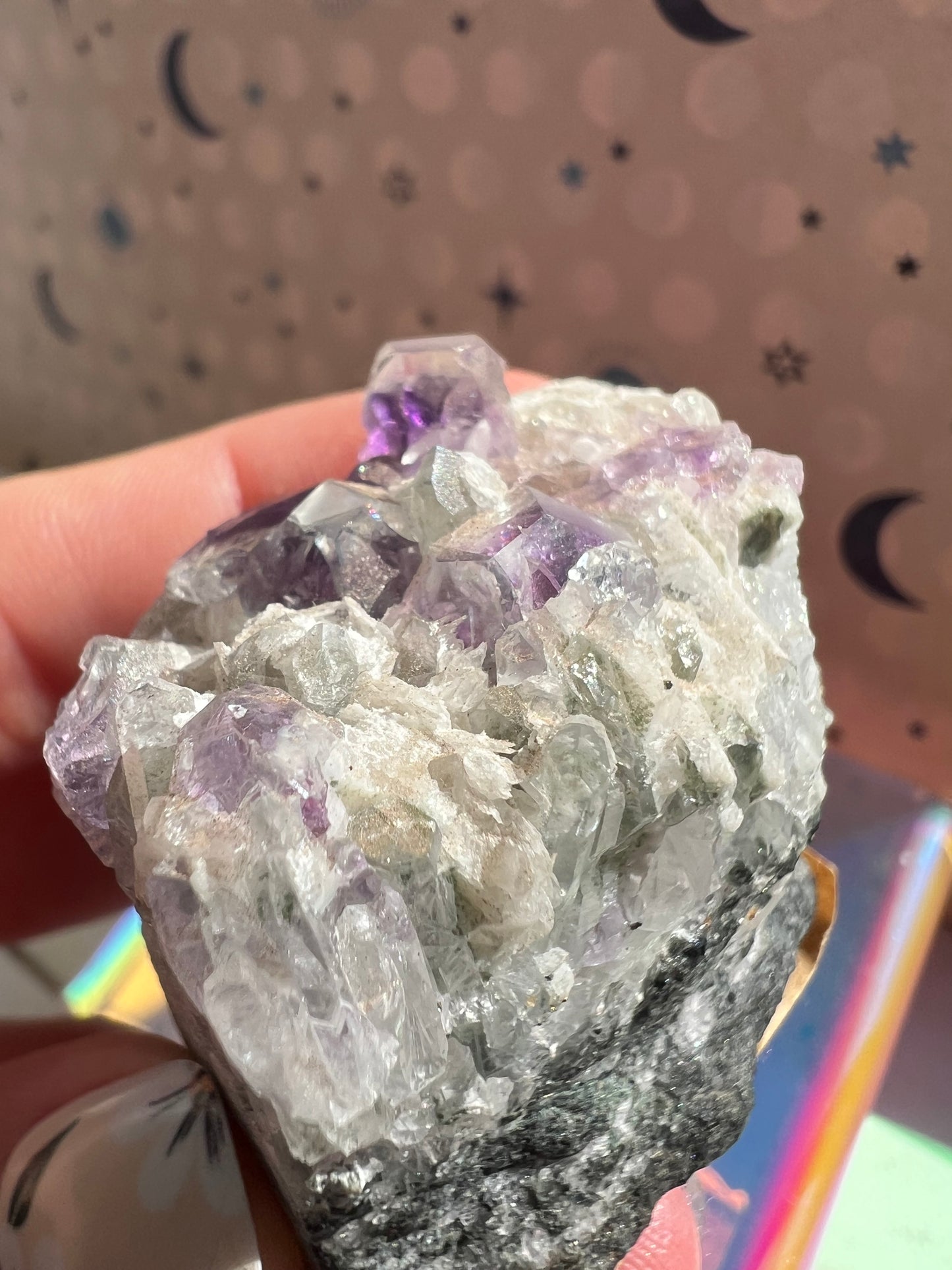 Dodecahedron Fluorite on Quartz