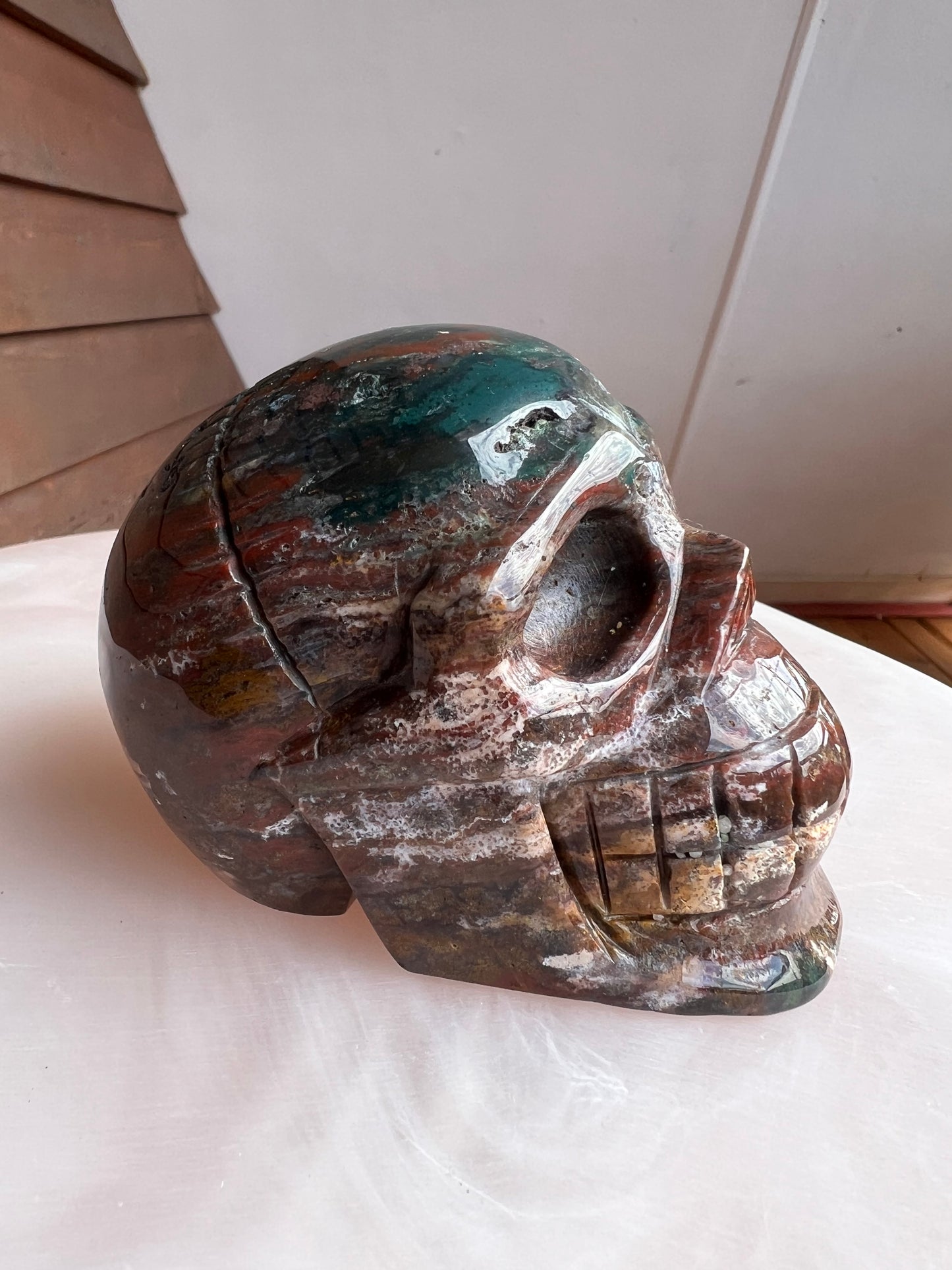 Ocean Jasper Skull – Emotional Healing & Calm Energy