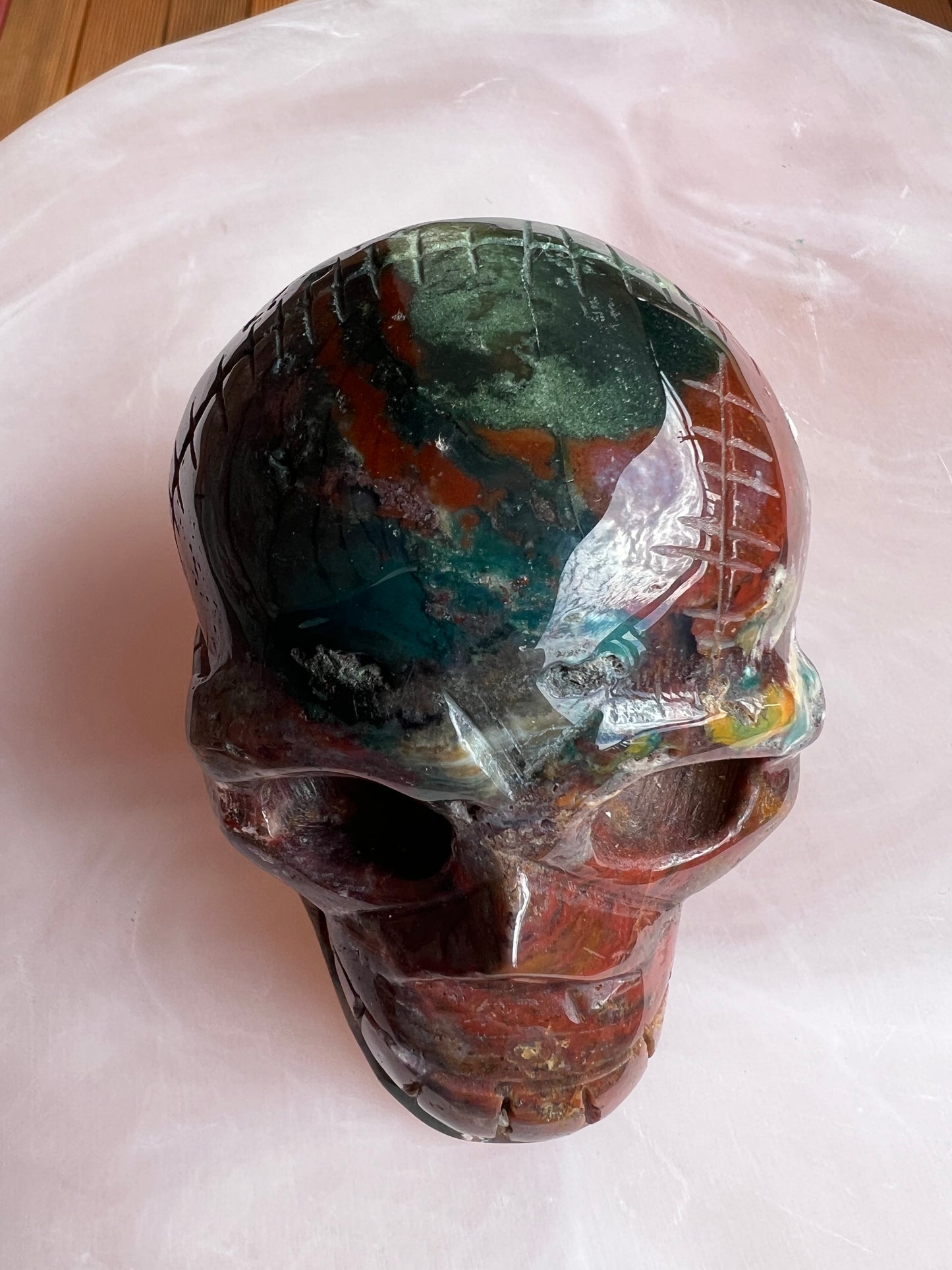 Ocean Jasper Skull – Emotional Healing & Calm Energy