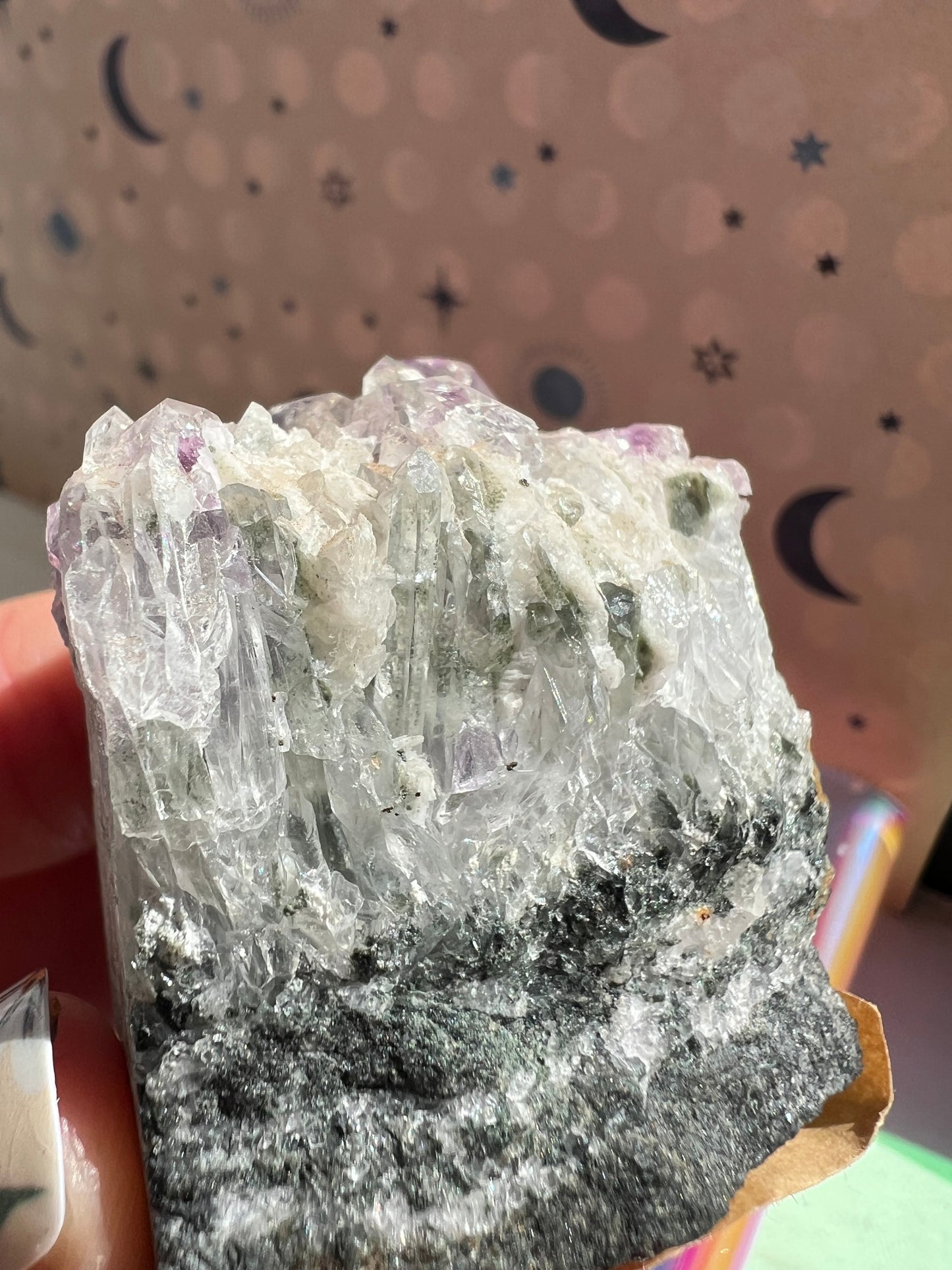 Dodecahedron Fluorite on Quartz