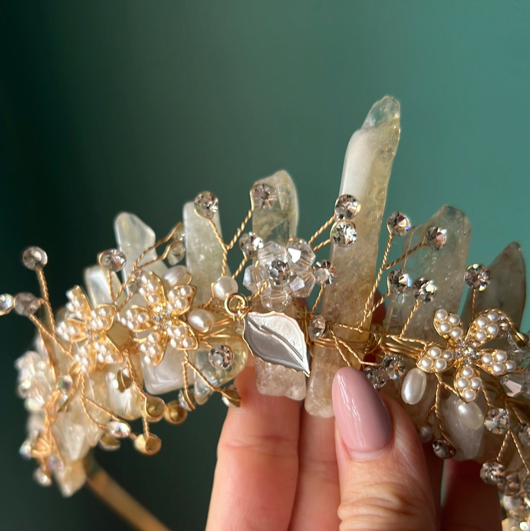 Pearl Floral Crystal Crown