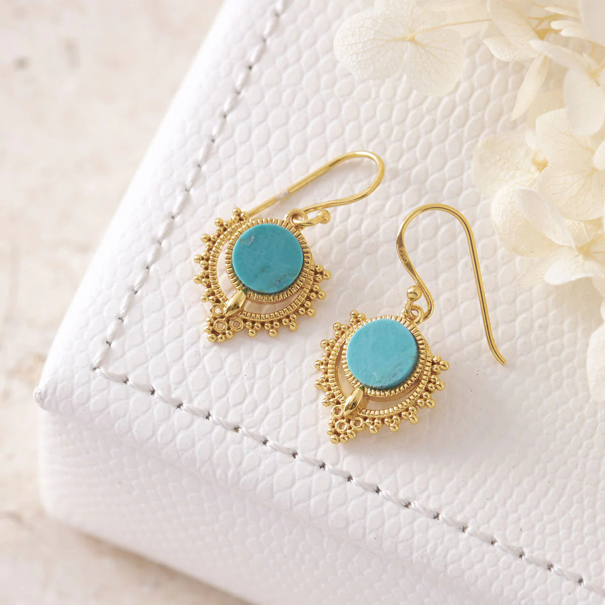 Periyar Turquoise Earrings Gold