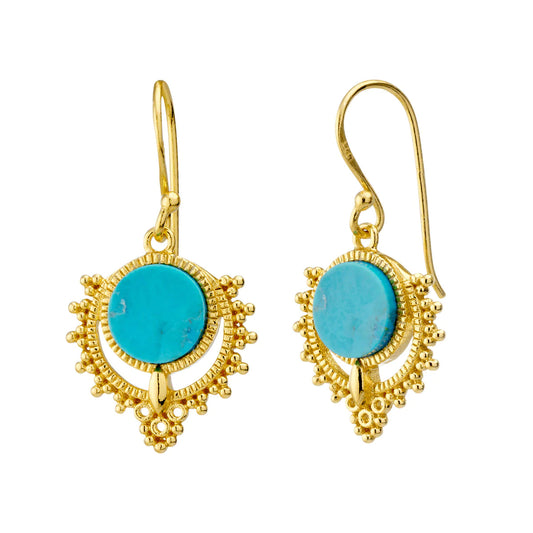 Periyar Turquoise Earrings Gold