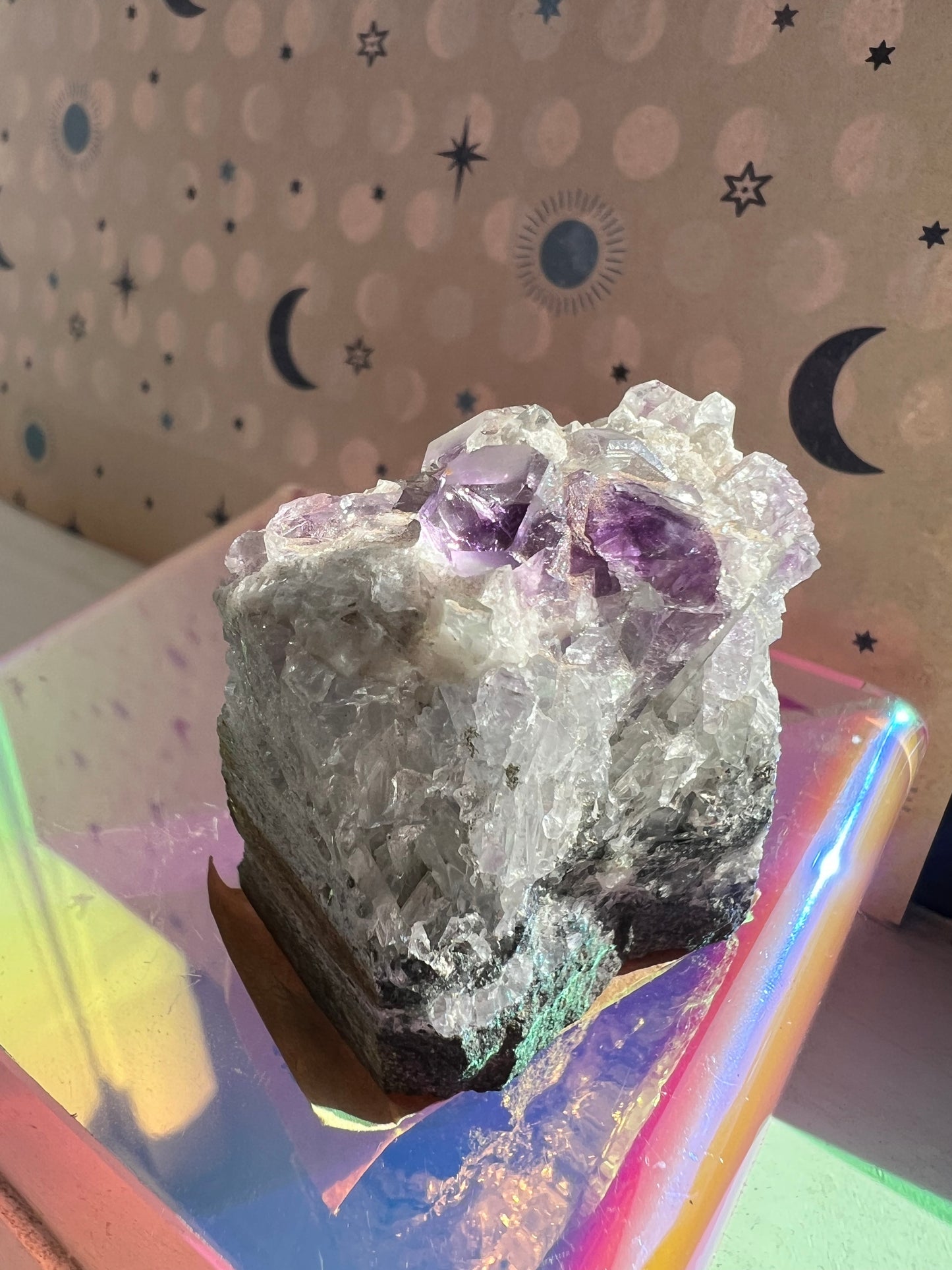 Dodecahedron Fluorite on Quartz